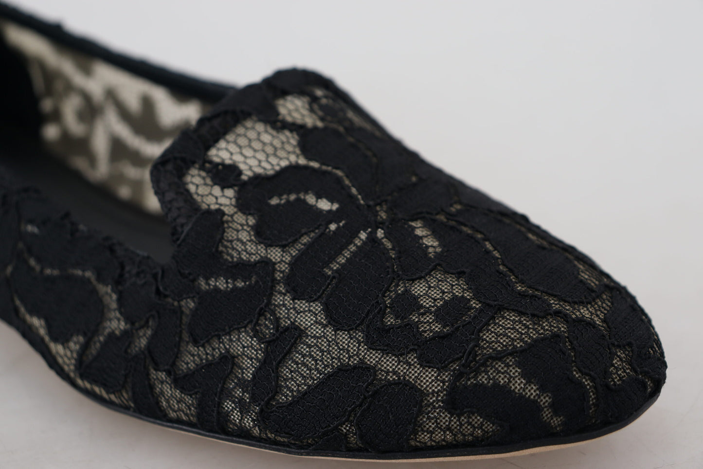 Dolce & Gabbana Elegant Black Lace Flat Shoes