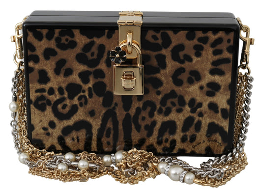 Dolce & Gabbana Dolce & Gabbana Brown Leopard Women Shoulder BOX Wood Women's Bag