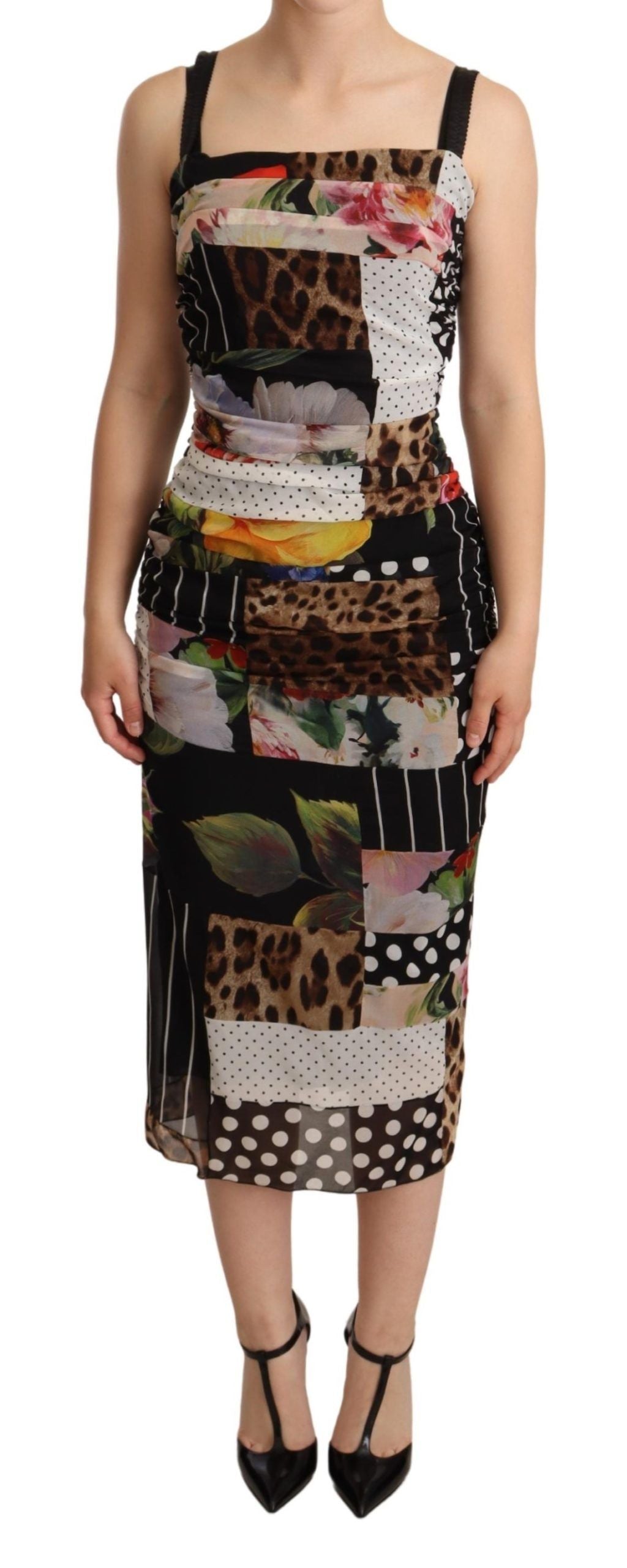 Dolce & Gabbana Multicolor Silk-Blend Sheath Dress