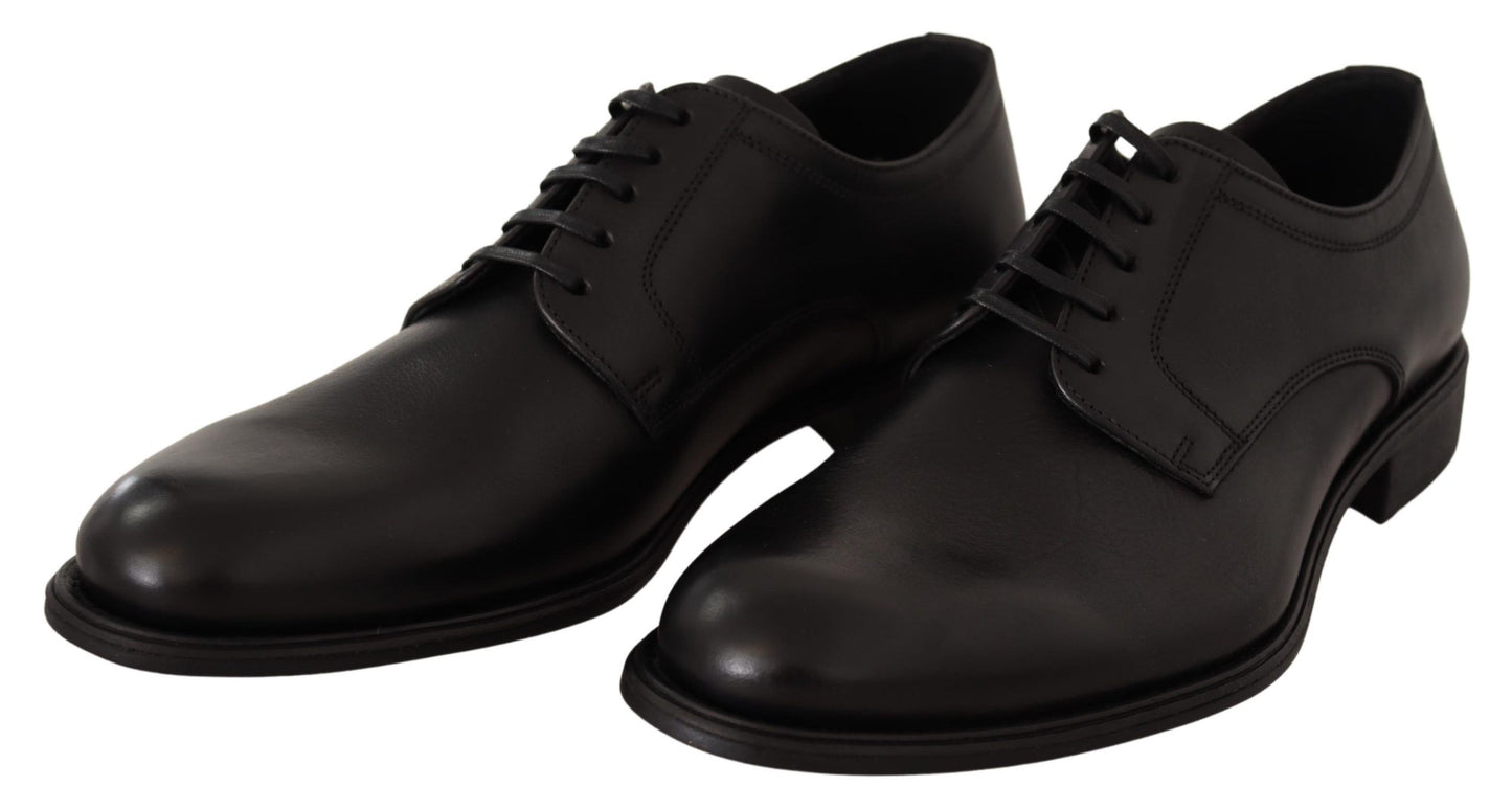 Dolce & Gabbana Black Leather Lace Up Mens Formal Derby Shoes