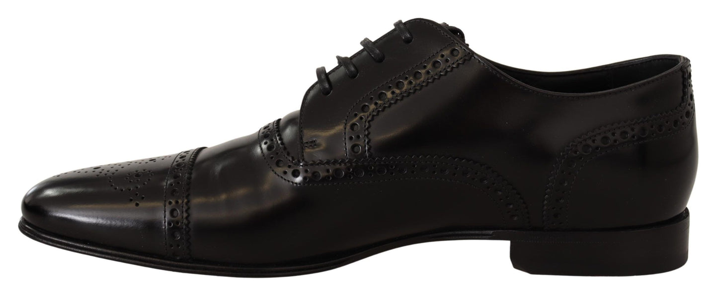 Dolce & Gabbana Elegant Black Leather Derby Oxford Shoes