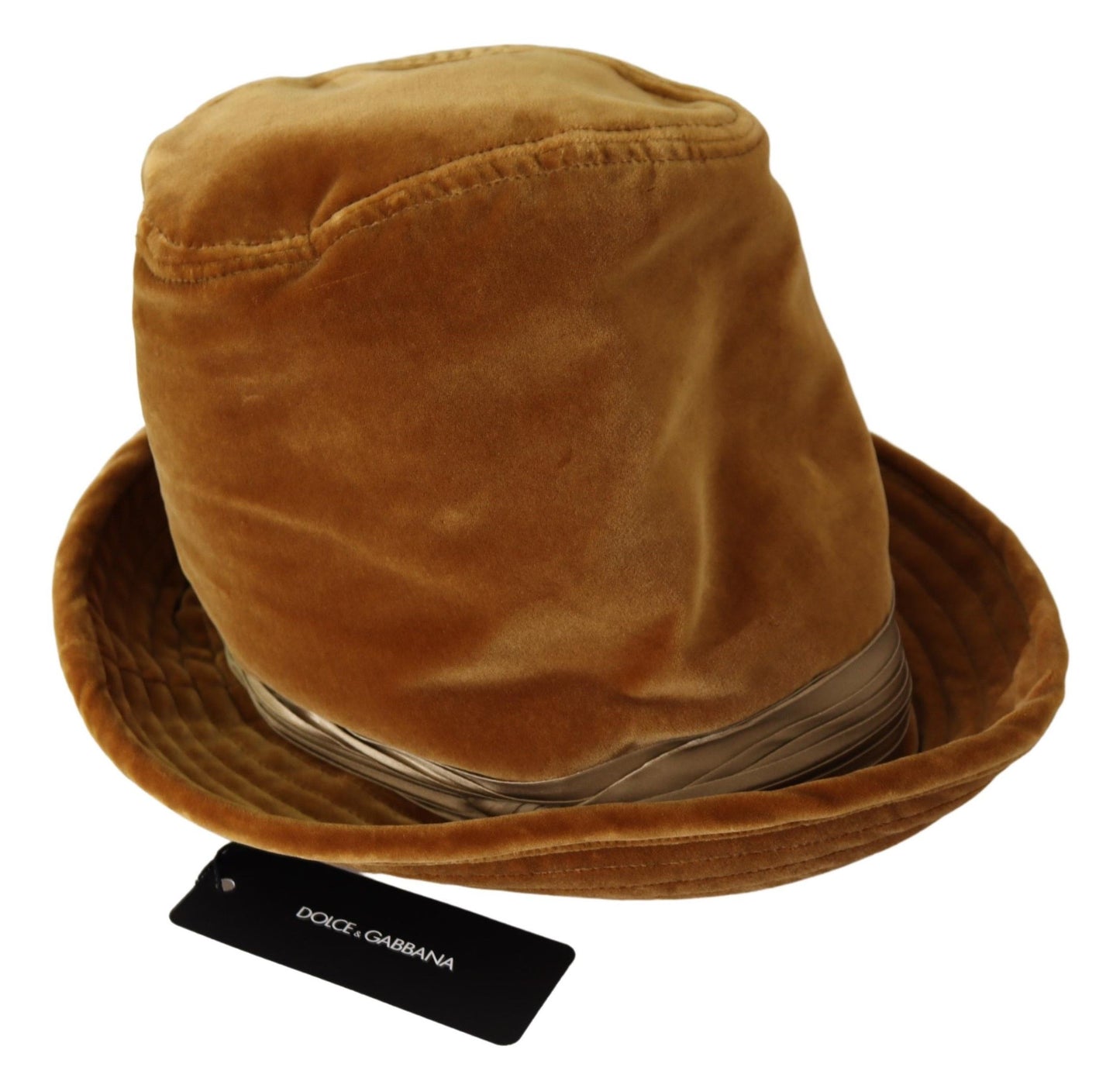 Dolce & Gabbana Elegant Mustard Velvet Bucket Cap