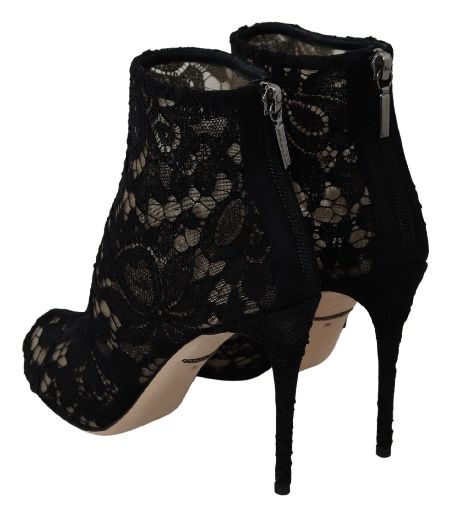 Dolce & Gabbana Black Taormina Lace Stiletto Booties