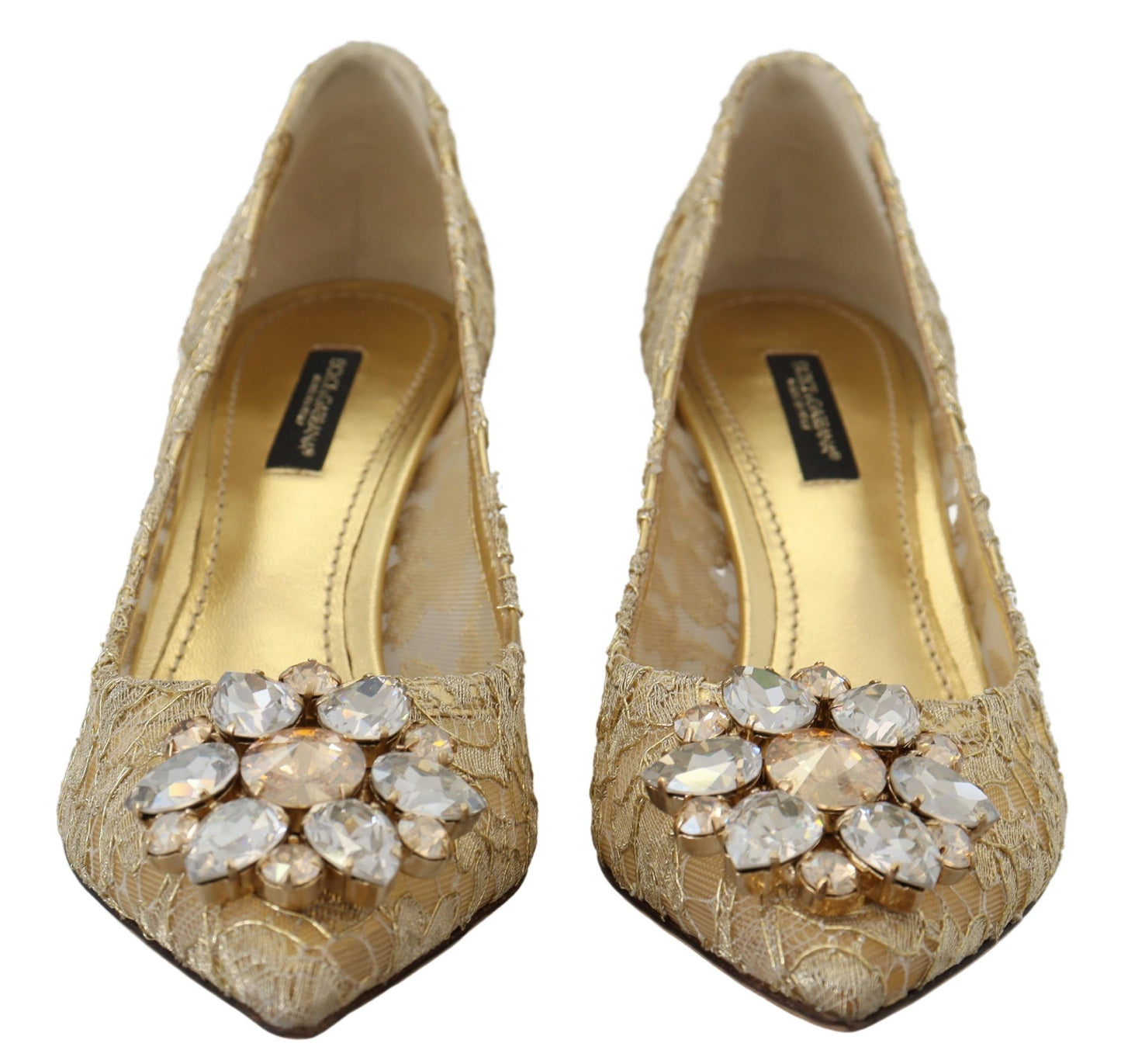 Dolce & Gabbana Radiant Gold Lace Crystals Heels