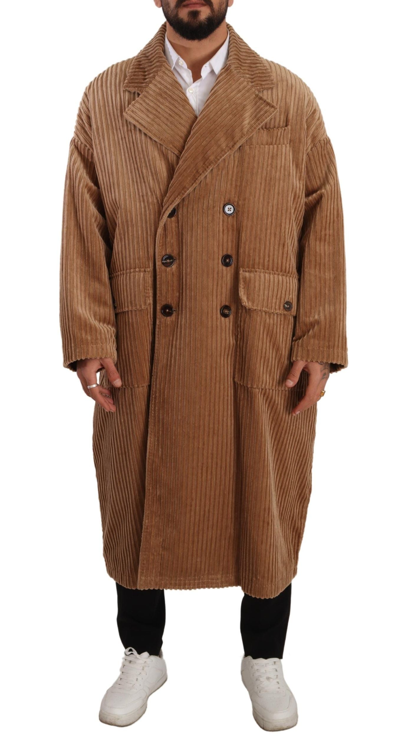 Dolce & Gabbana Elegant Beige Cotton Overcoat for Men