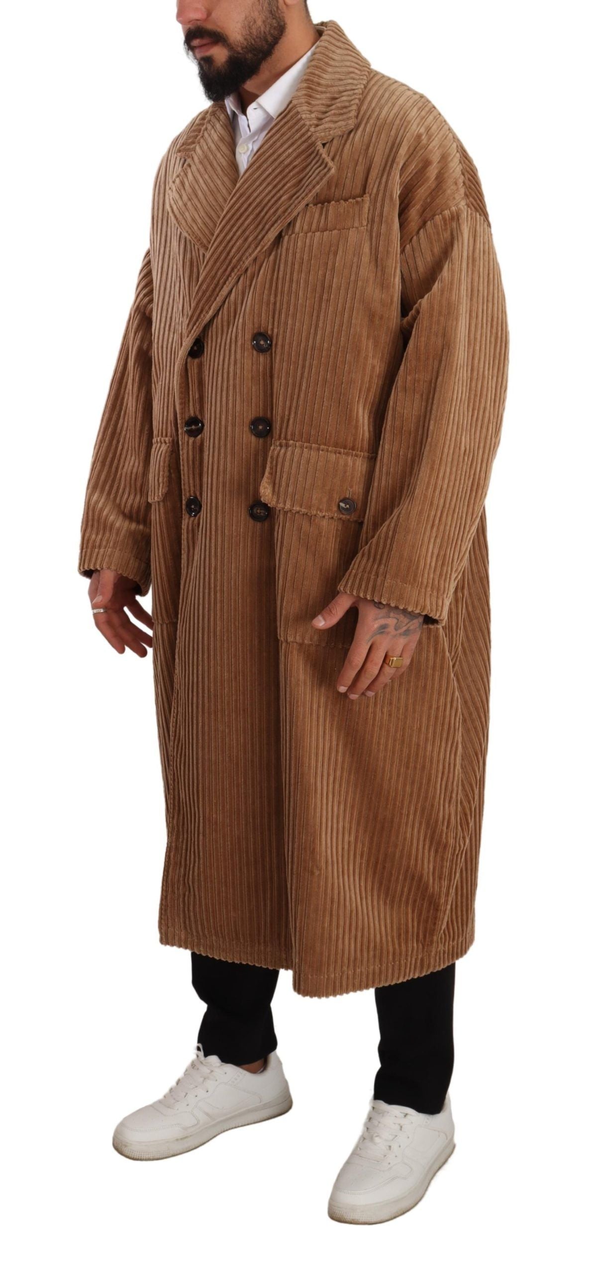 Dolce & Gabbana Elegant Beige Cotton Overcoat for Men