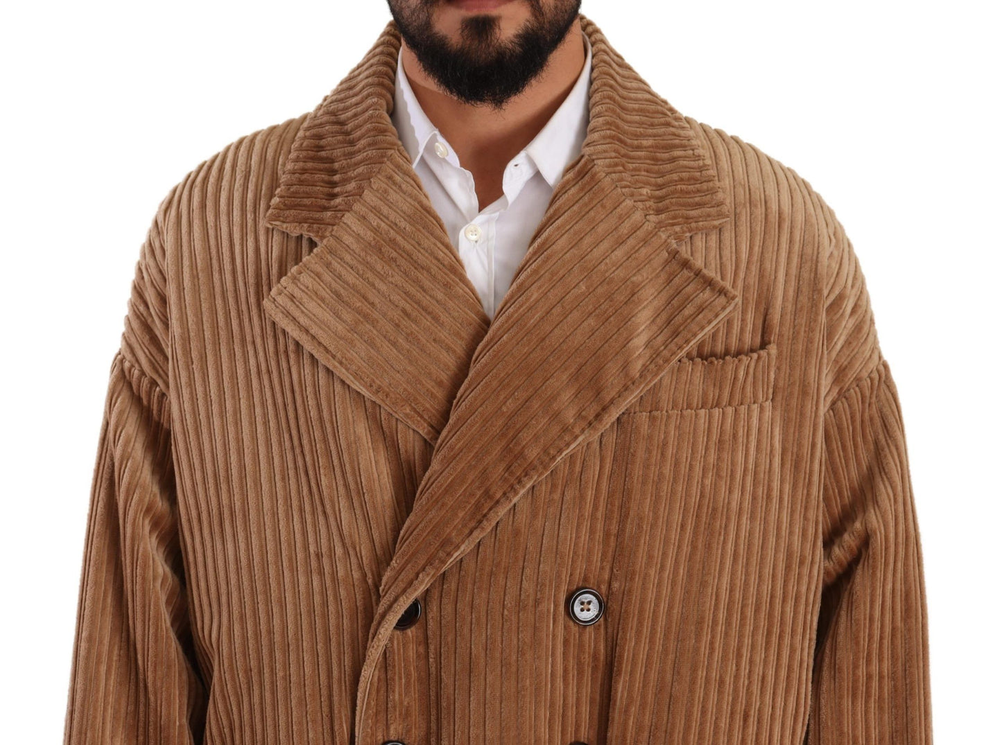 Dolce & Gabbana Elegant Beige Cotton Overcoat for Men