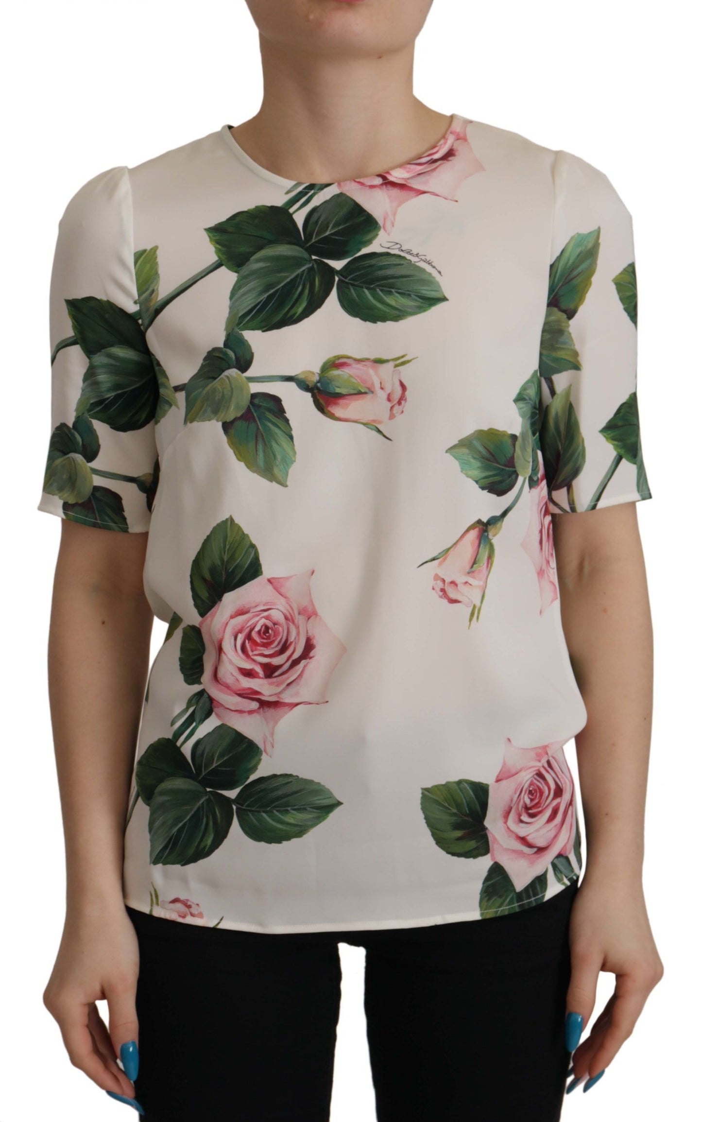 Dolce & Gabbana Multicolor Floral Zip Back Silk Blouse Top