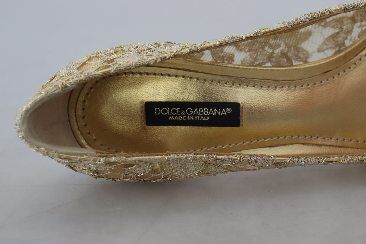 Dolce & Gabbana Radiant Gold Lace Crystals Heels