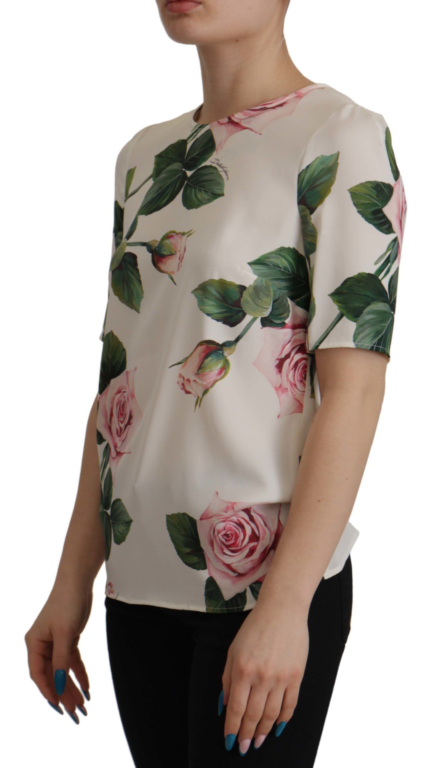 Dolce & Gabbana Multicolor Floral Zip Back Silk Blouse Top