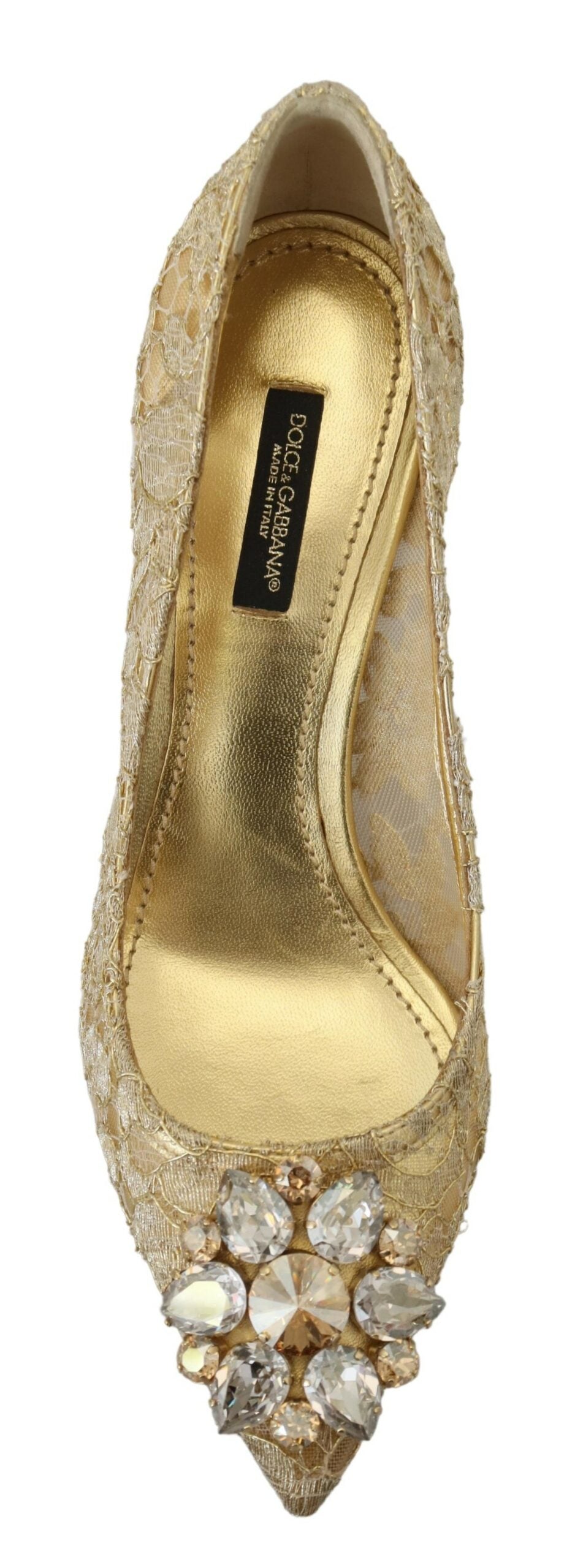 Dolce & Gabbana Radiant Gold Lace Crystals Heels