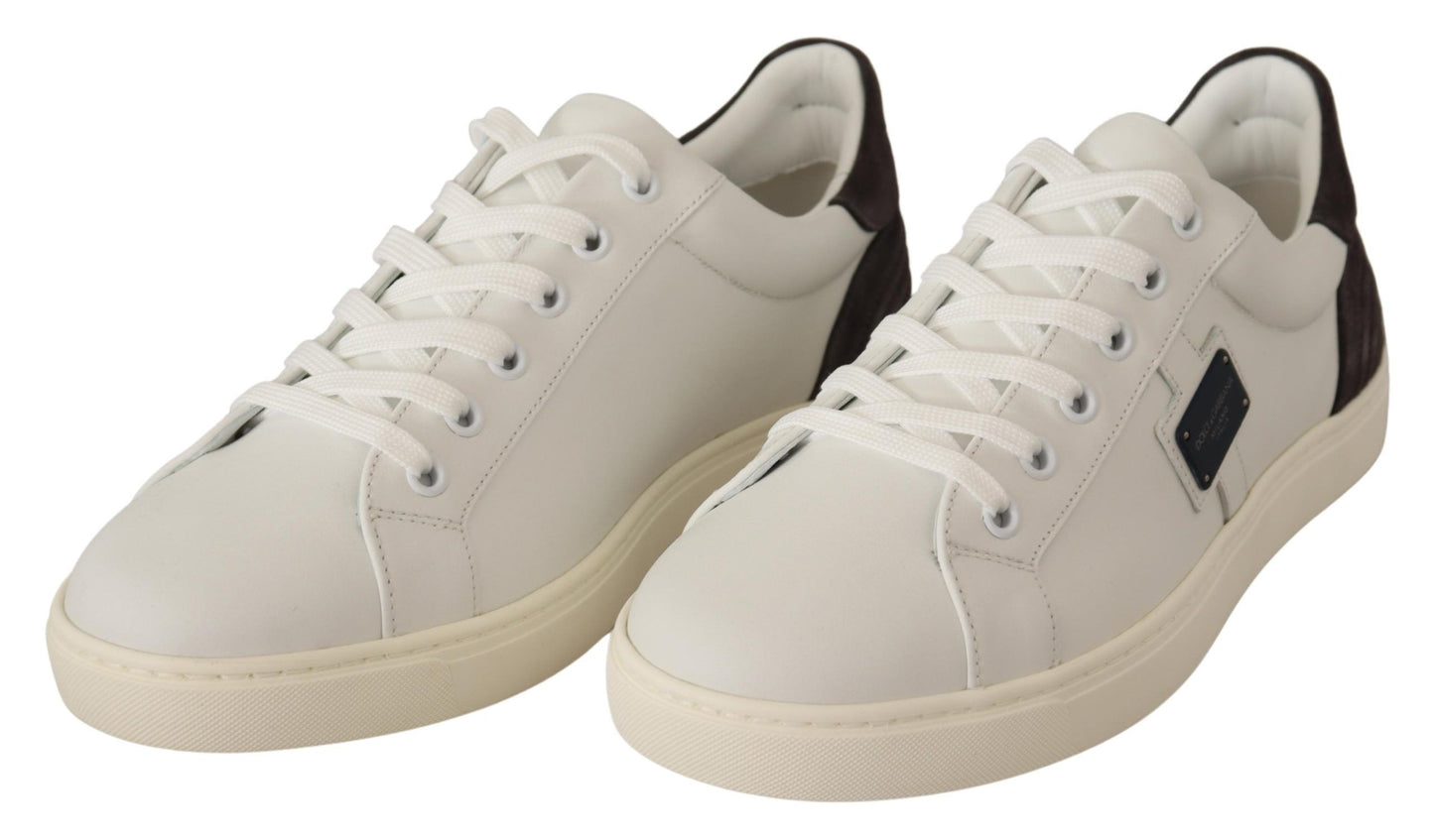 Dolce & Gabbana Quilted Leather Sneakers in White & Gray