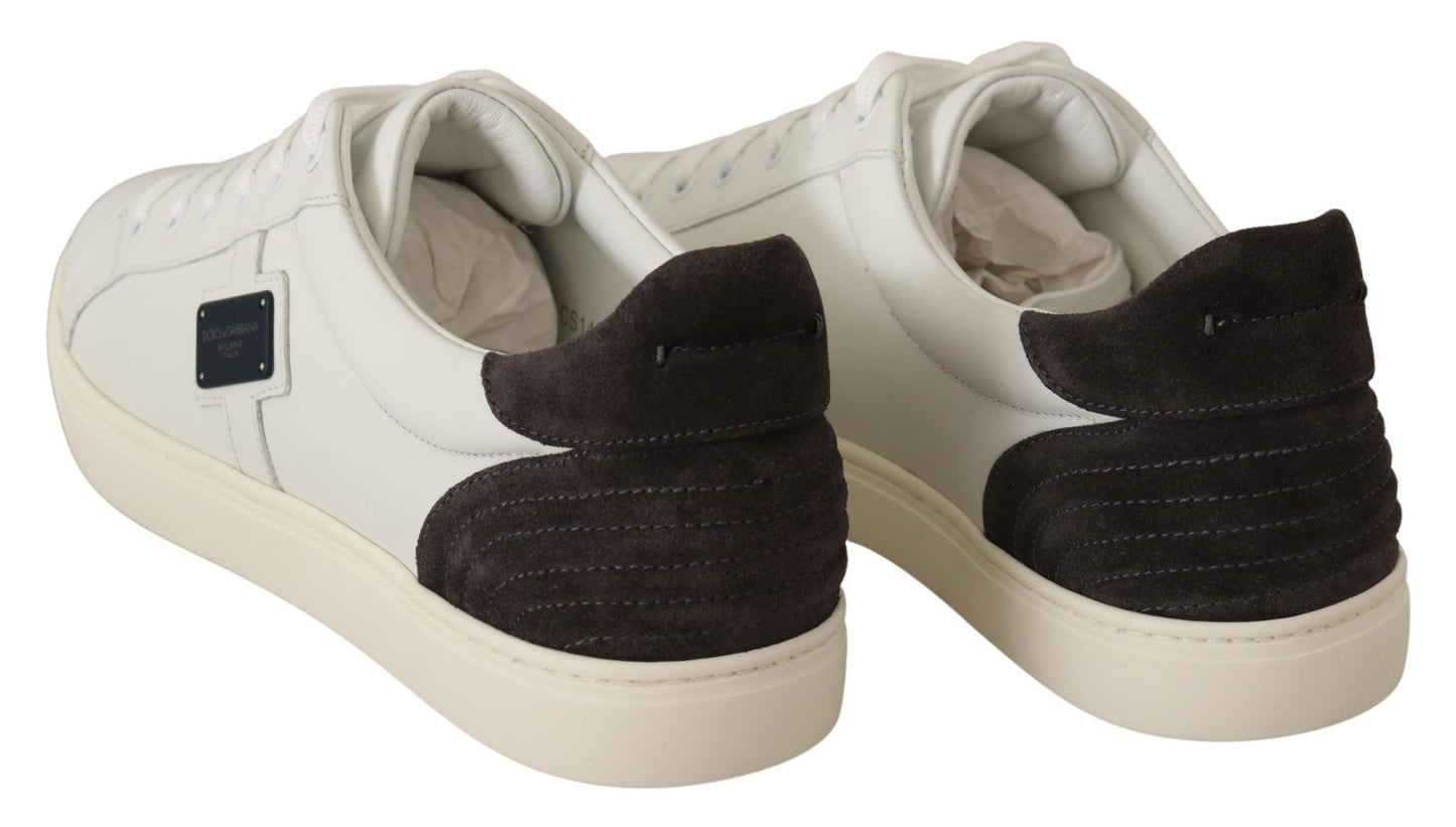 Dolce & Gabbana Quilted Leather Sneakers in White & Gray