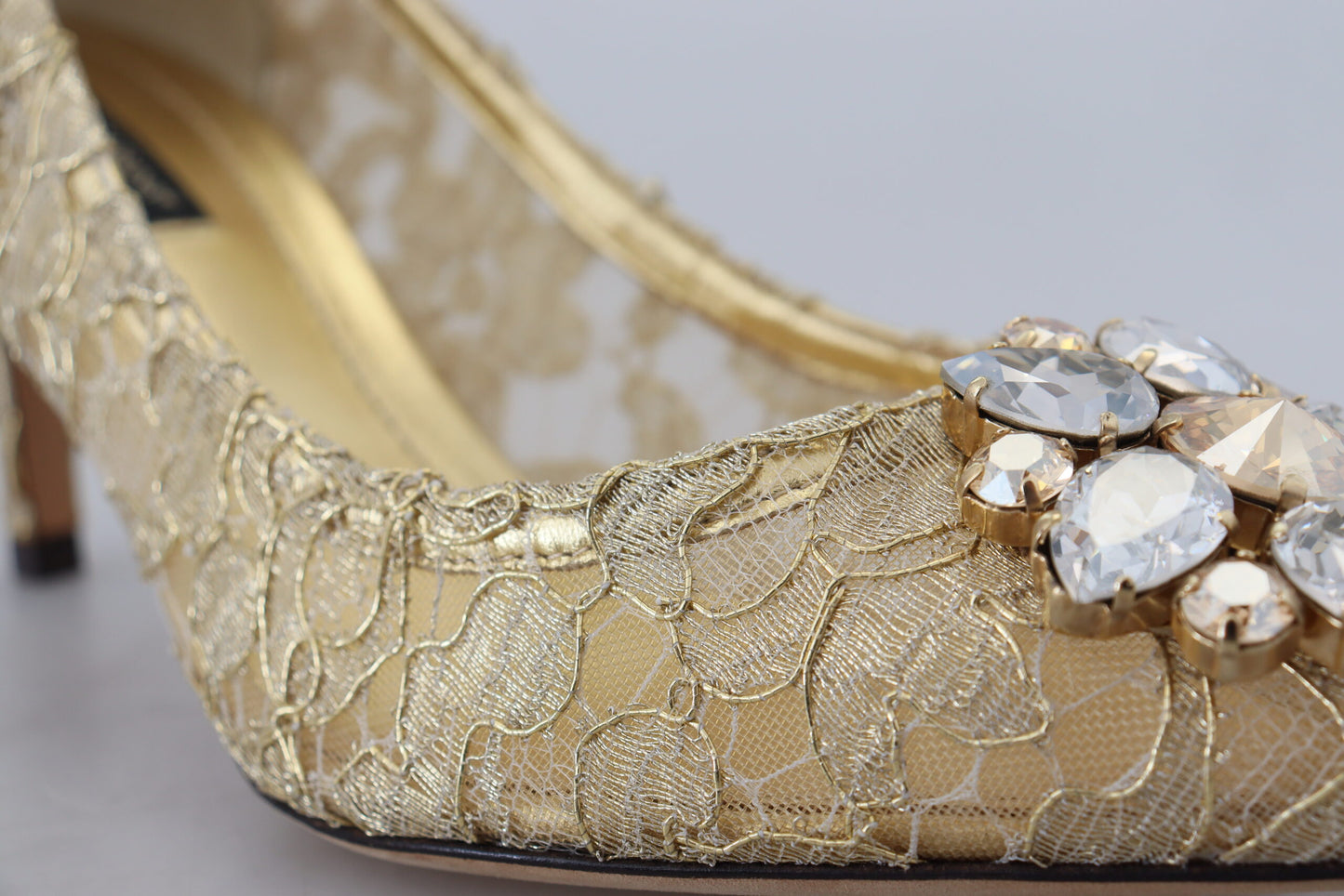 Dolce & Gabbana Radiant Gold Lace Crystals Heels