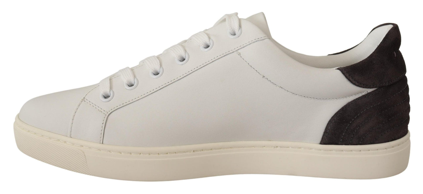 Dolce & Gabbana Quilted Leather Sneakers in White & Gray