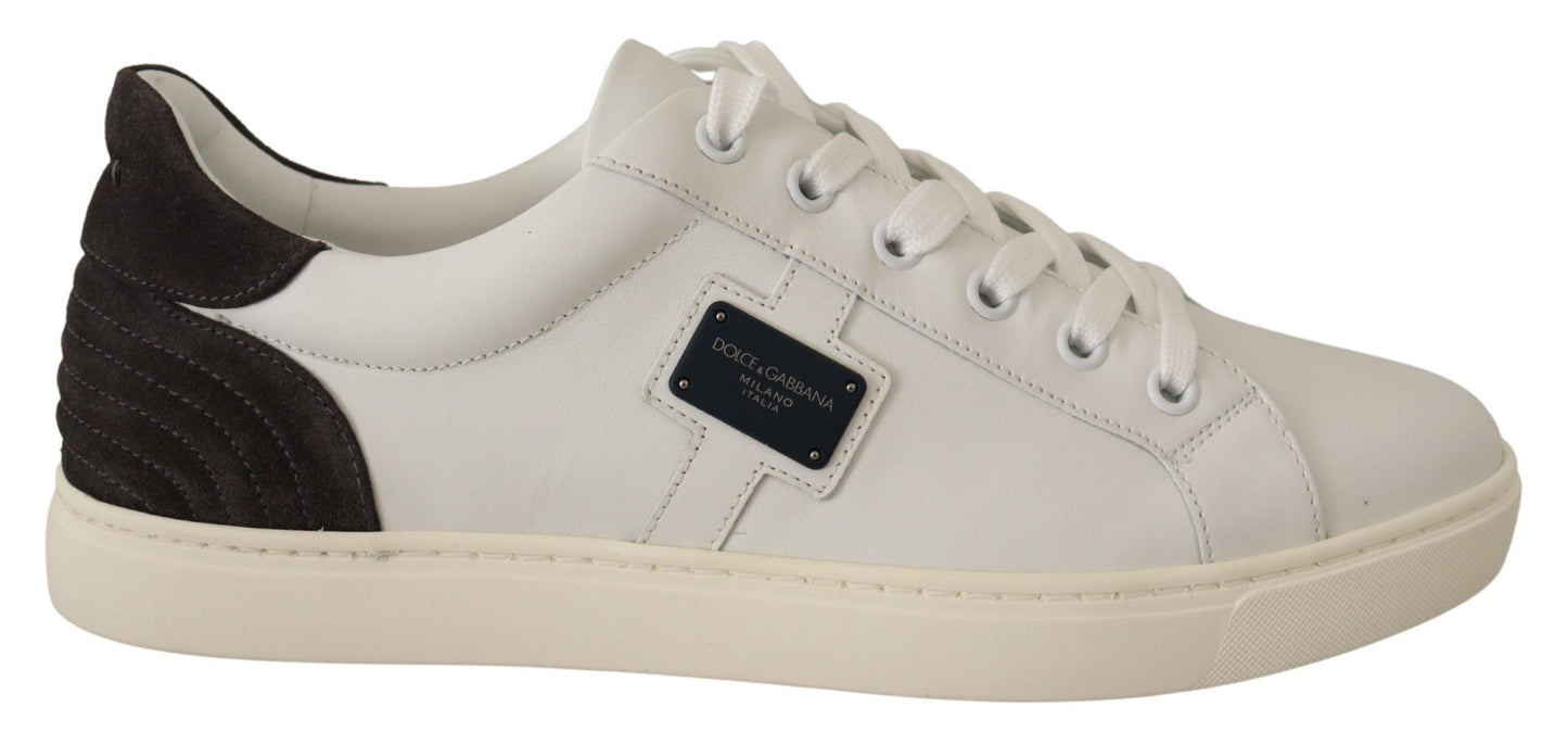 Dolce & Gabbana Quilted Leather Sneakers in White & Gray