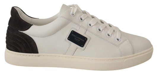 Dolce & Gabbana Quilted Leather Sneakers in White & Gray