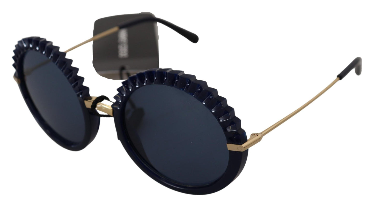 Dolce & Gabbana Elegant Navy-Gold Round Sunglasses