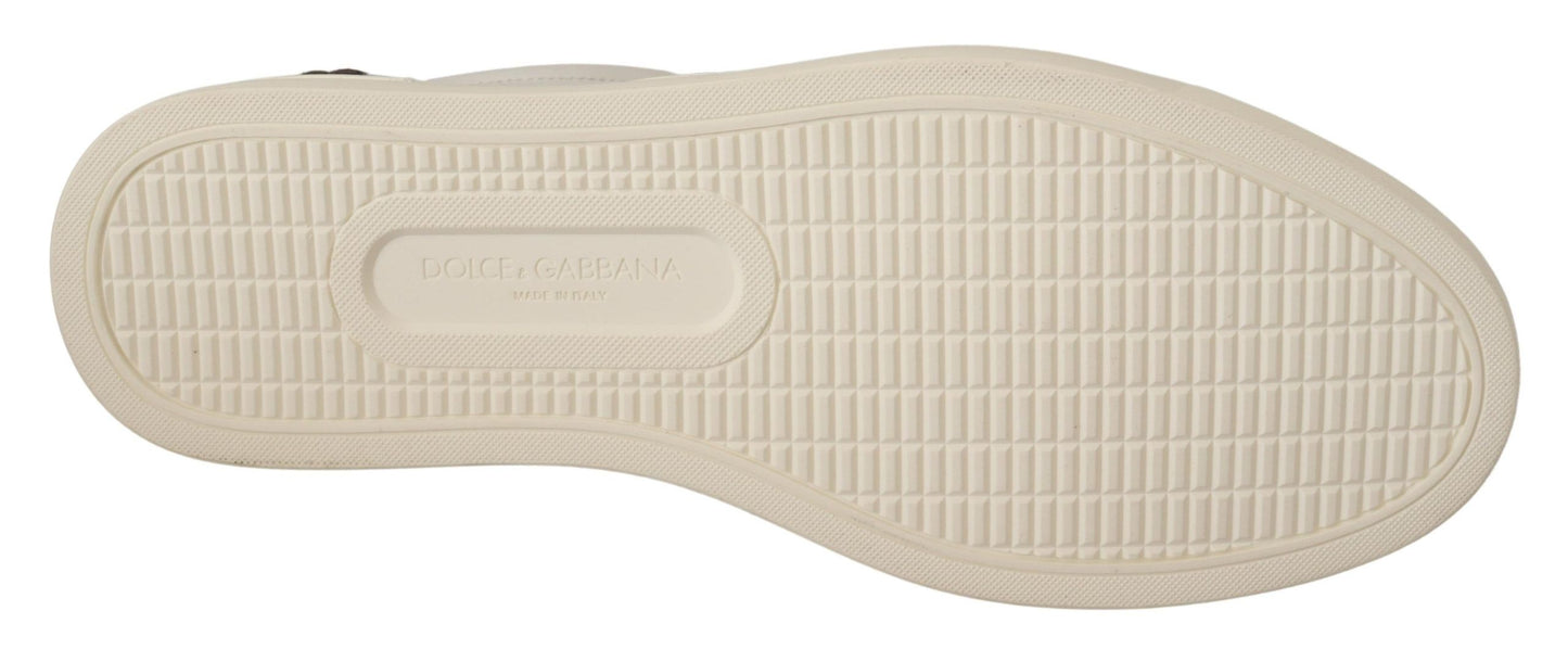 Dolce & Gabbana Quilted Leather Sneakers in White & Gray