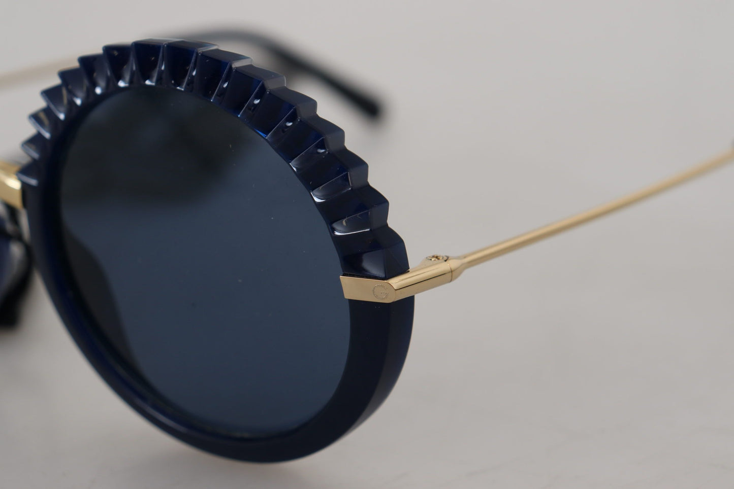 Dolce & Gabbana Elegant Navy-Gold Round Sunglasses