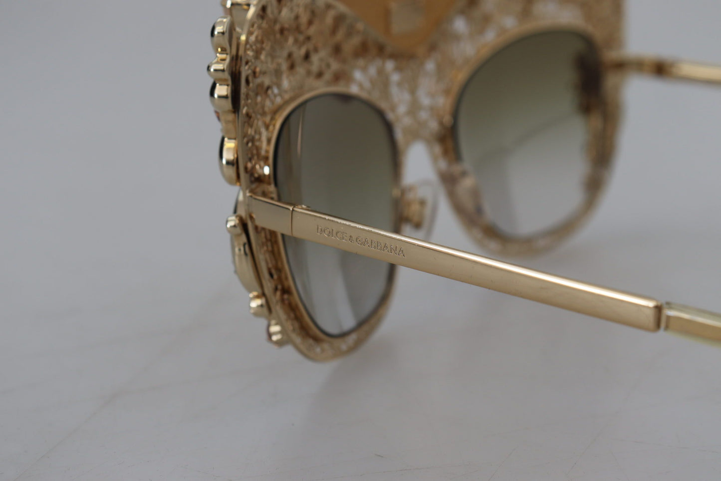 Dolce & Gabbana Elegant Gold Frame Women's Sunglasses with Crystals