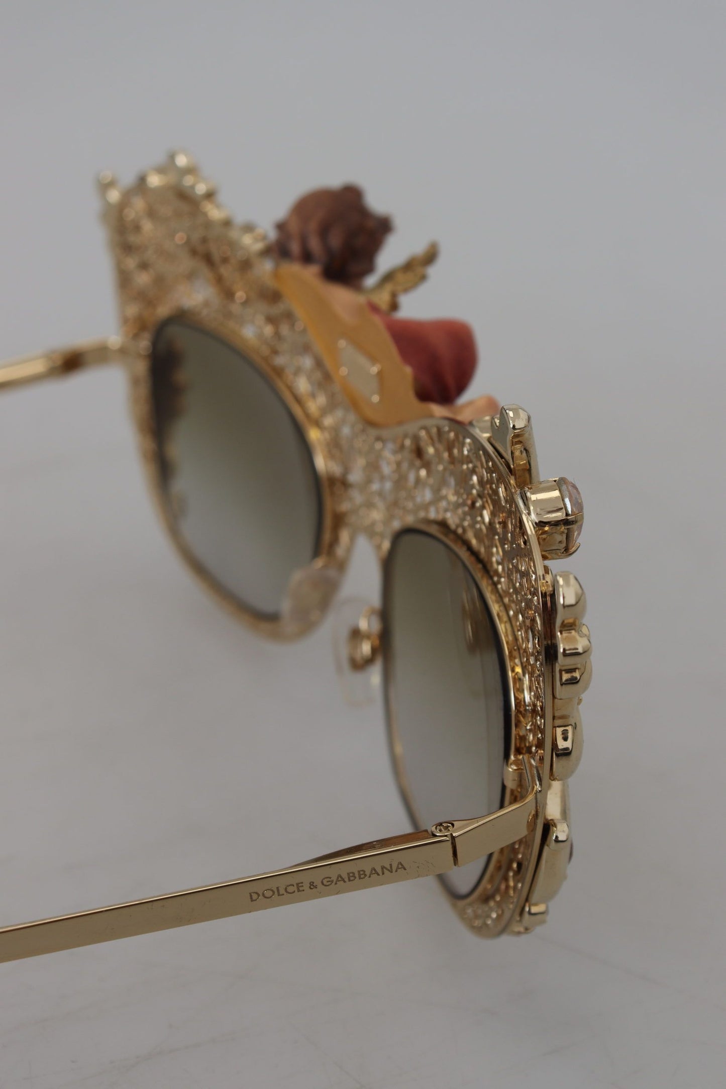 Dolce & Gabbana Elegant Gold Frame Women's Sunglasses with Crystals