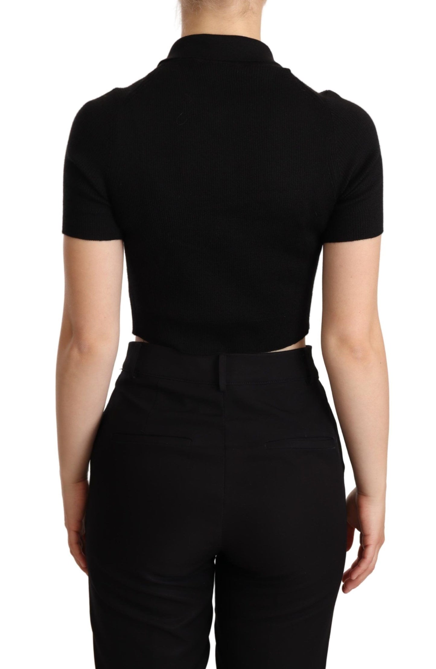 Dolce & Gabbana Elegant Cashmere-Silk Cropped Polo Top