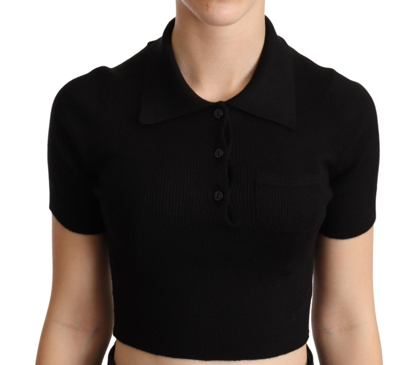 Dolce & Gabbana Elegant Cashmere-Silk Cropped Polo Top