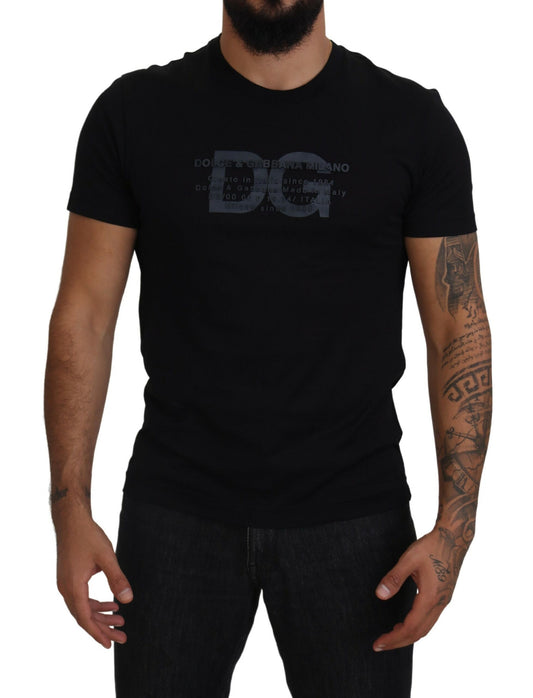 Dolce & Gabbana Elegant Black Logo Print Cotton T-Shirt