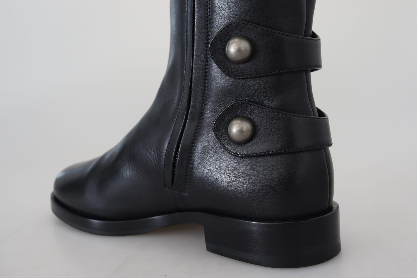 Dolce & Gabbana Elegant Black Calfskin Biker Booties