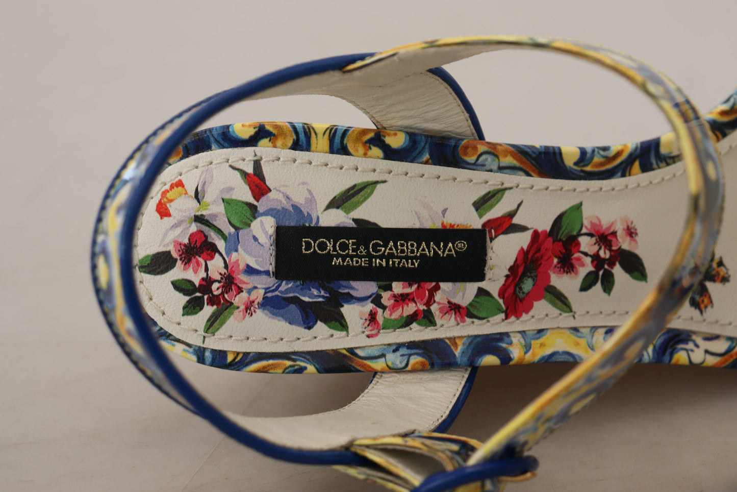 Dolce & Gabbana Majolica Print Ankle Strap Wedge Sandals