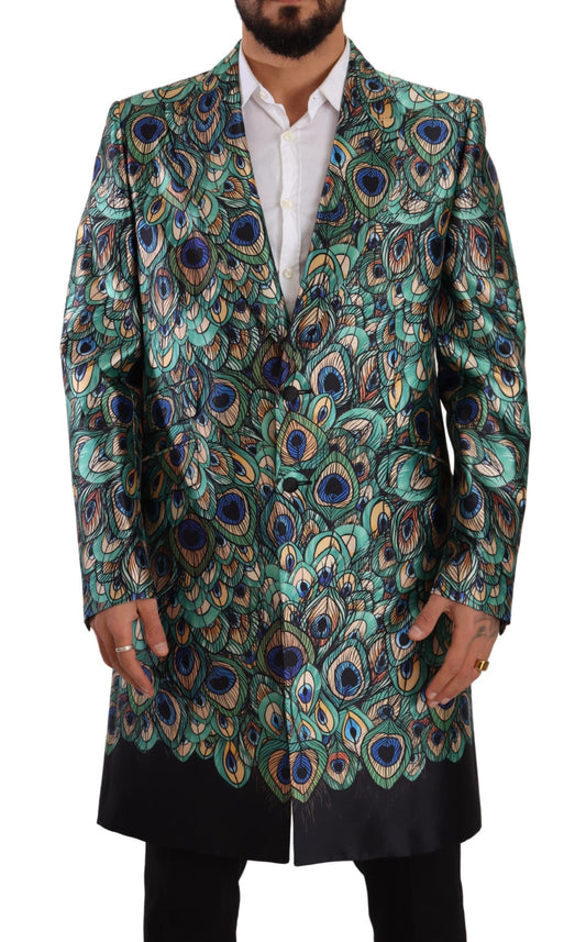 Dolce & Gabbana Elegant Multicolor Silk Overcoat Jacket