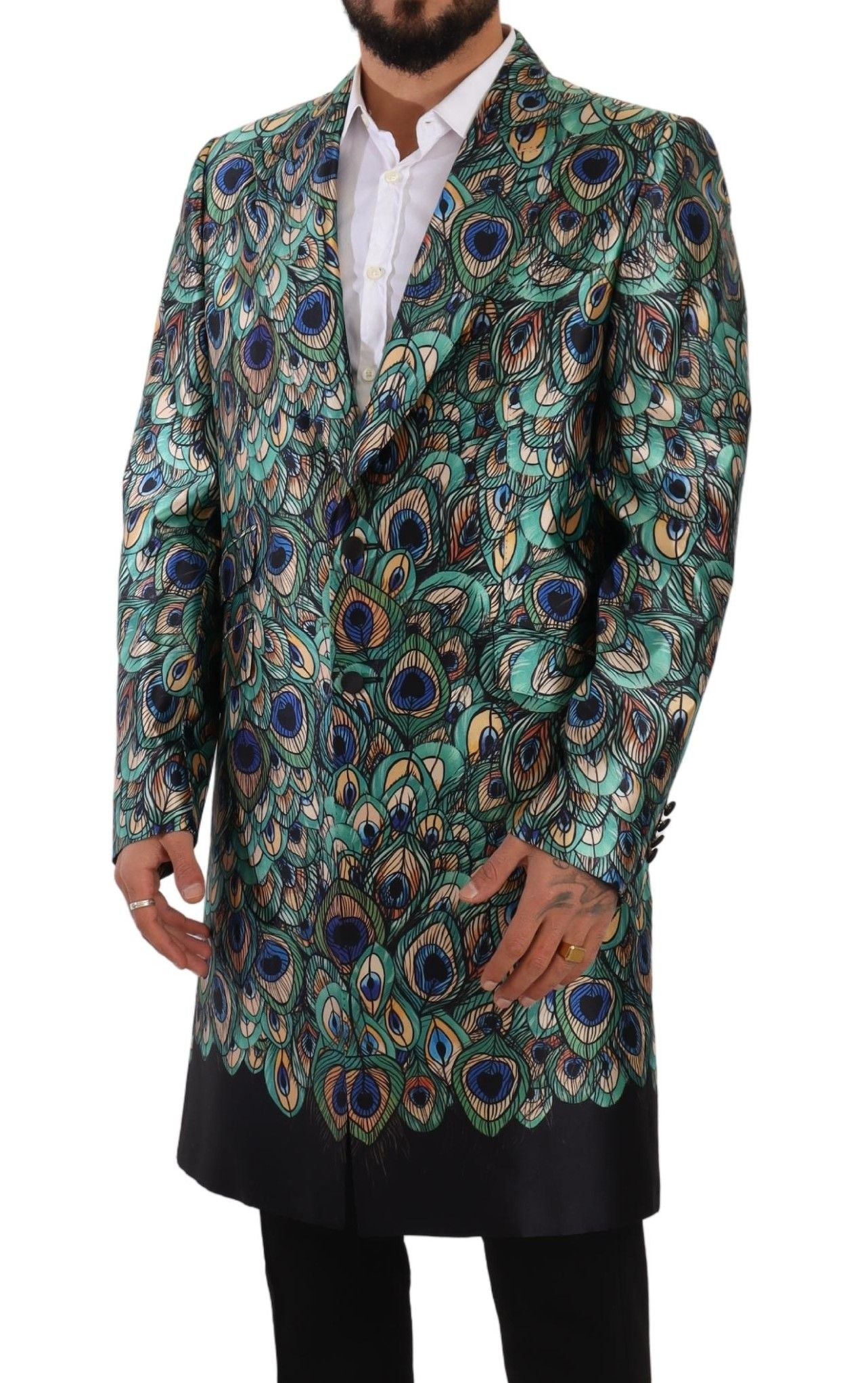 Dolce & Gabbana Elegant Multicolor Silk Overcoat Jacket