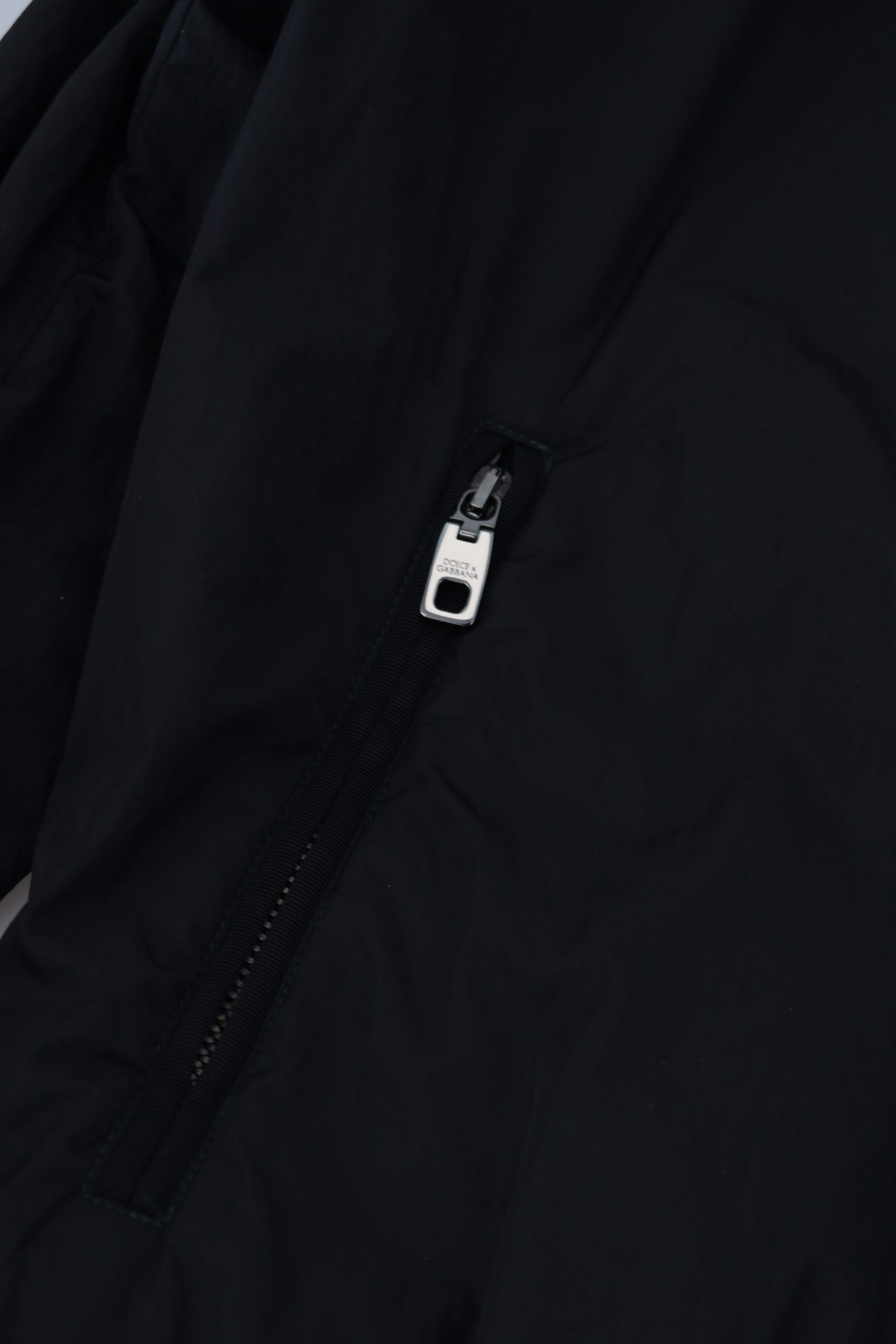 Dolce & Gabbana Black Nylon Logo Bomber Zipper Jacket