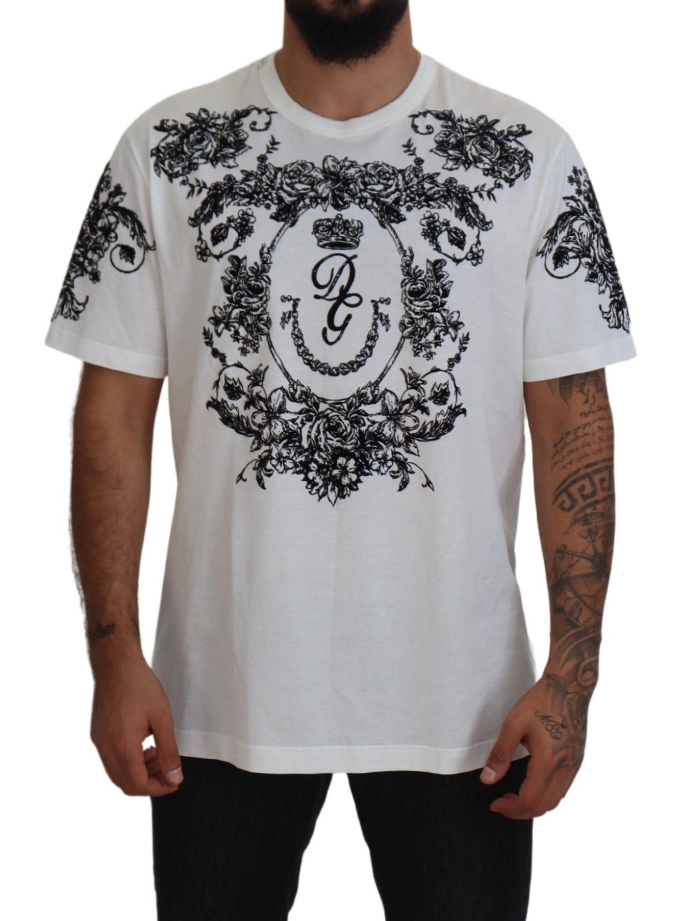 Dolce & Gabbana Elegant White Crew Neck Cotton Tee