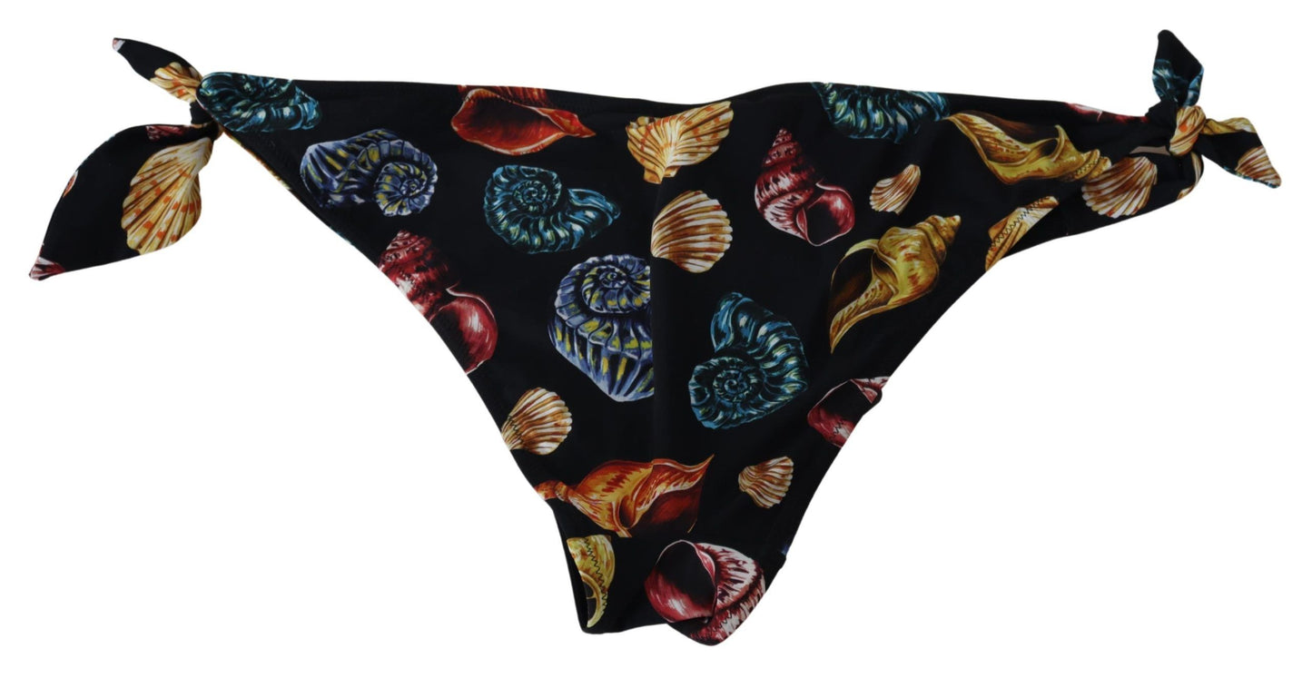 Dolce & Gabbana Chic Seashell Print Side-Tie Bikini Bottom