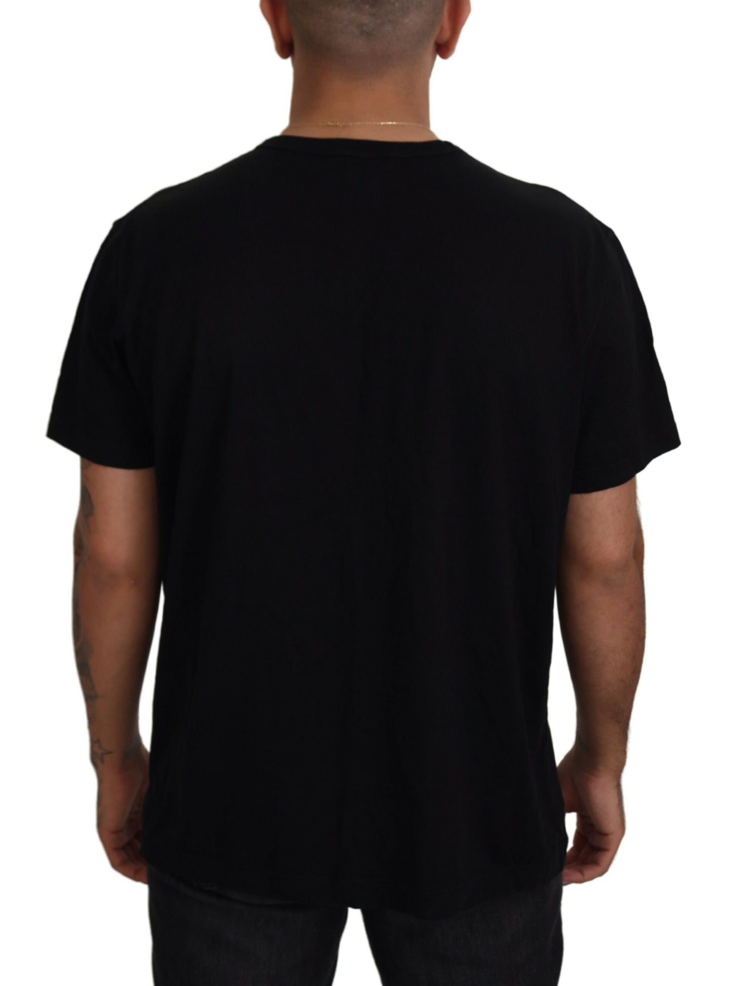 Dolce & Gabbana Elegant Crew Neck Logo Tee in Black