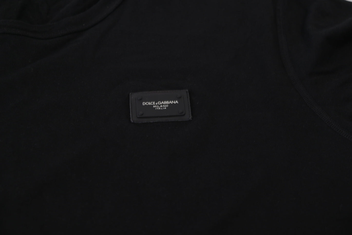 Dolce & Gabbana Elegant Crew Neck Logo Tee in Black