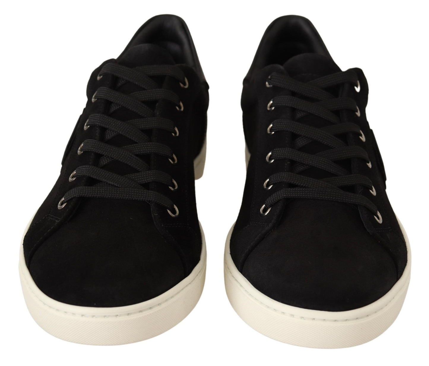 Dolce & Gabbana Black Suede Leather Mens Low Tops Sneakers