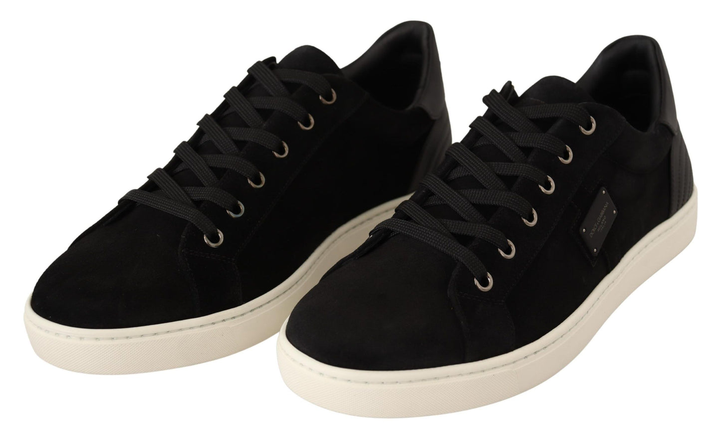 Dolce & Gabbana Black Suede Leather Mens Low Tops Sneakers