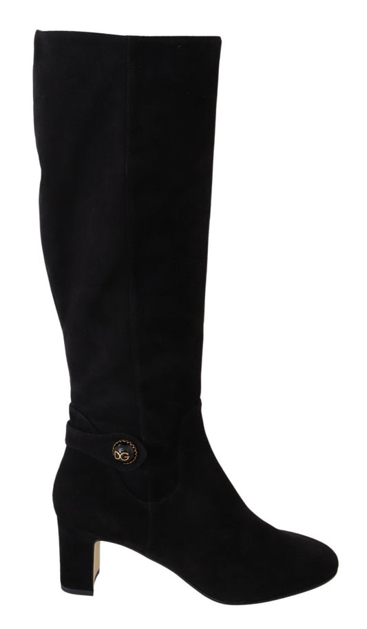 Dolce & Gabbana Elegant Black Suede Vally Boots