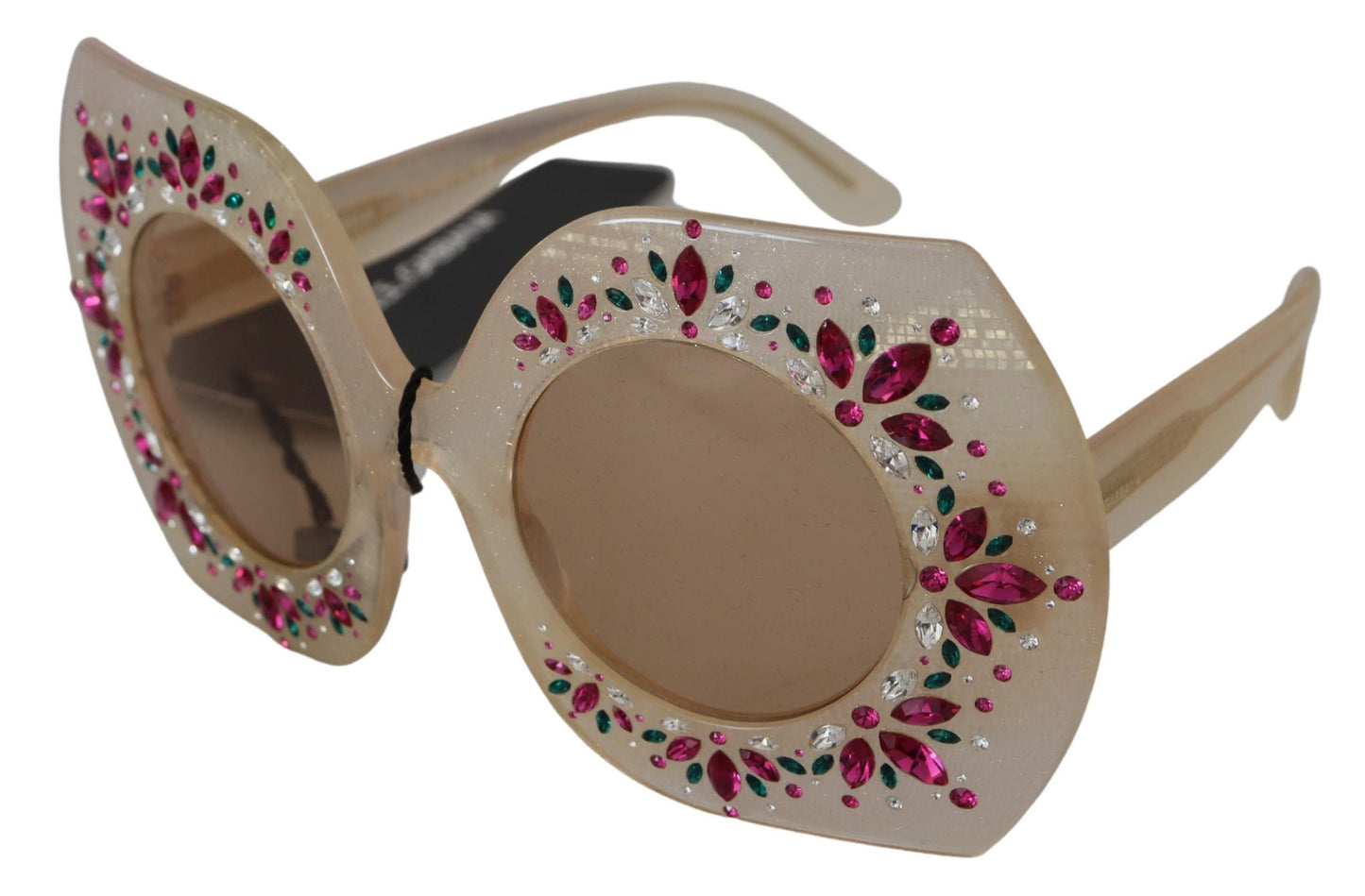 Dolce & Gabbana Elegant Beige Embellished Sunglasses