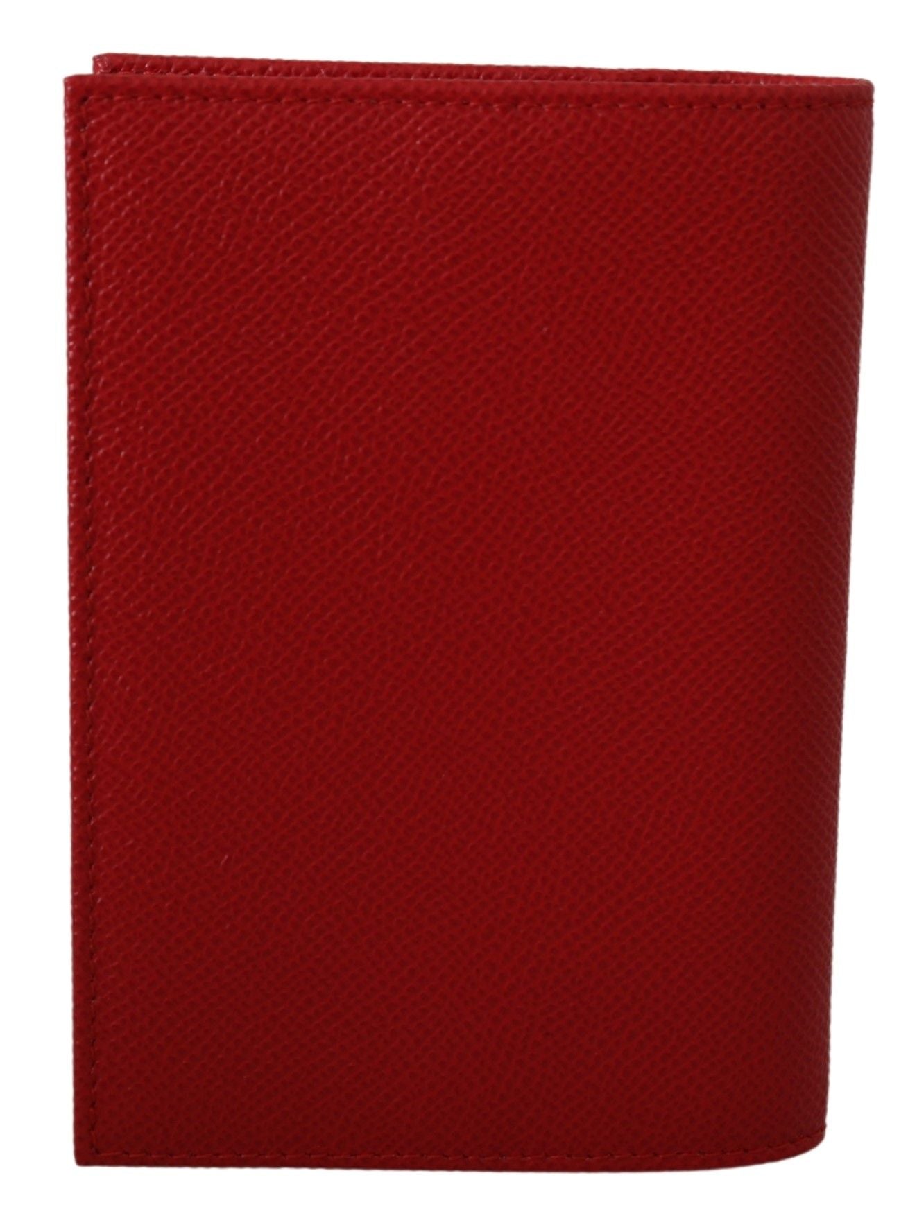 Dolce & Gabbana Elegant Red Leather Bifold Wallet with Crystal Accents