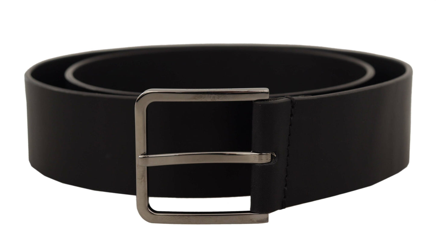 Dolce & Gabbana Elegant Black Leather Belt with Metal Buckle