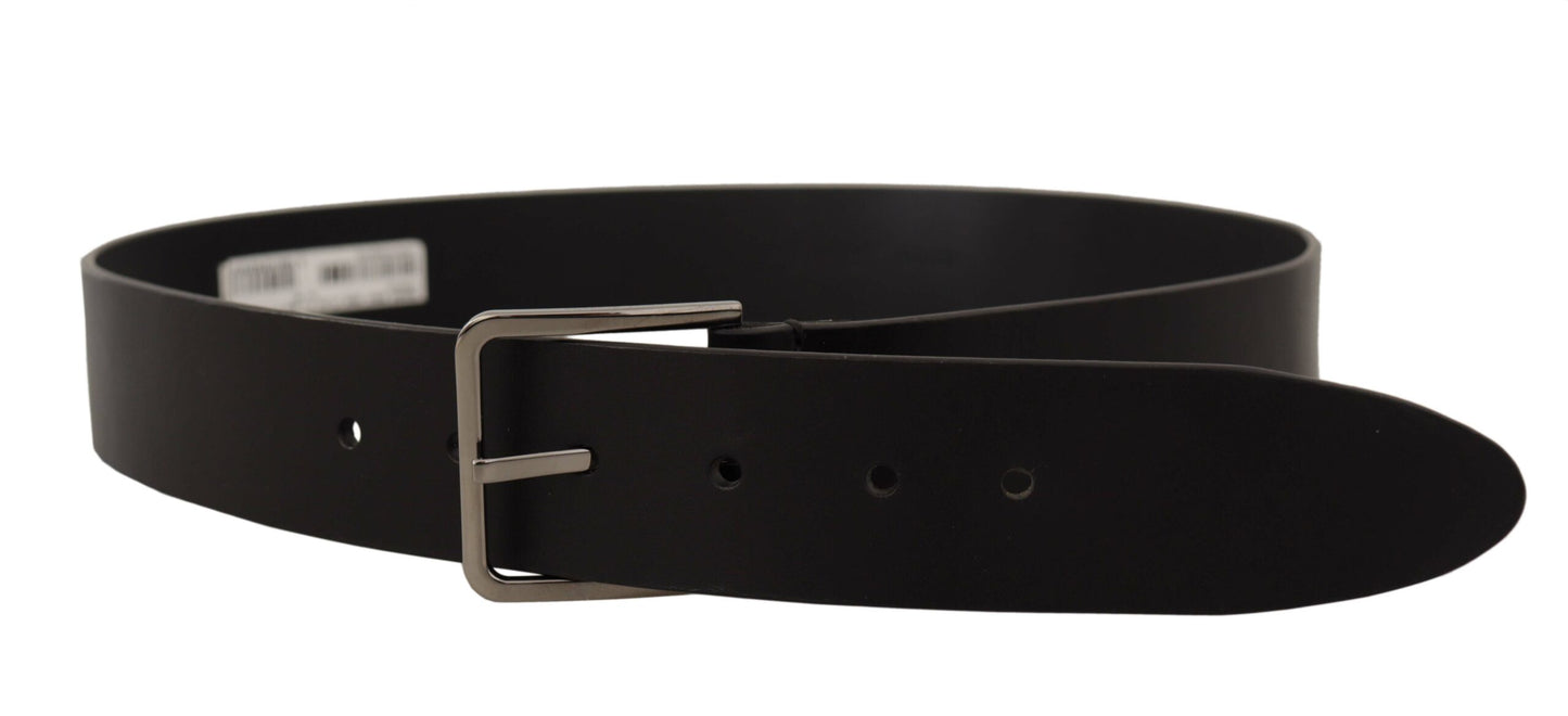 Dolce & Gabbana Elegant Black Leather Belt with Metal Buckle