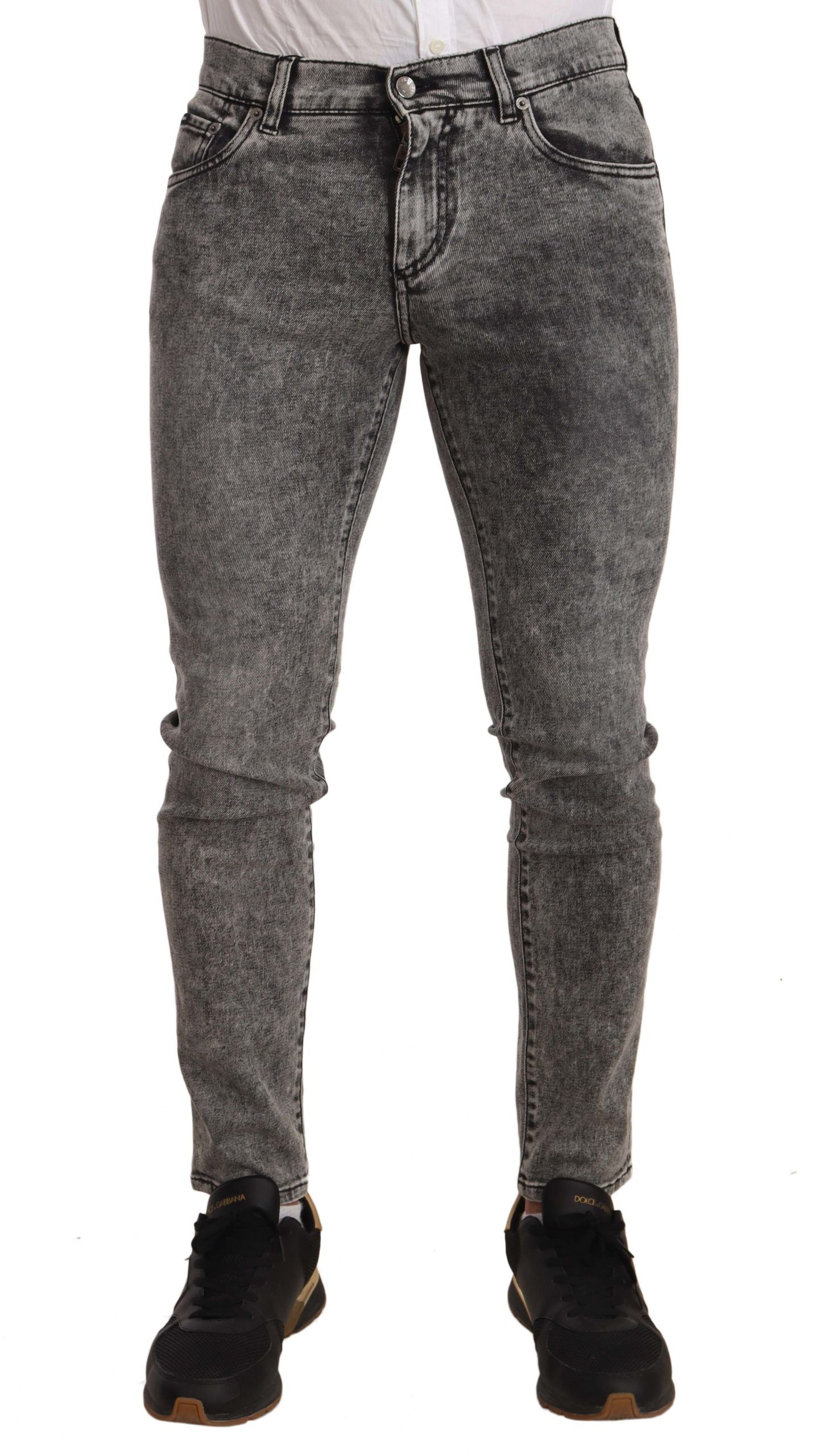 Dolce & Gabbana Elegant Slim Fit Gray Washed Jeans