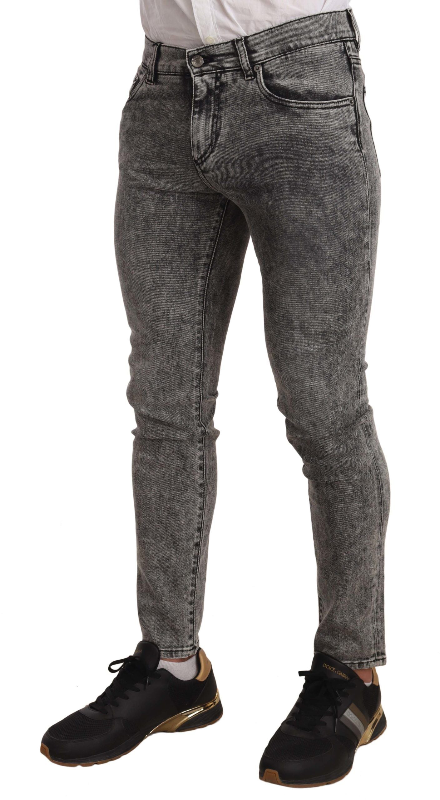 Dolce & Gabbana Elegant Slim Fit Gray Washed Jeans