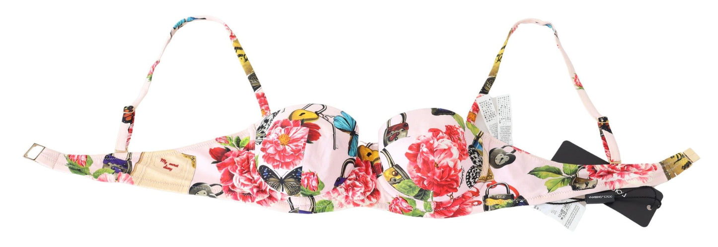 Dolce & Gabbana Vibrant Floral Bikini Top - Lightweight & Elastic