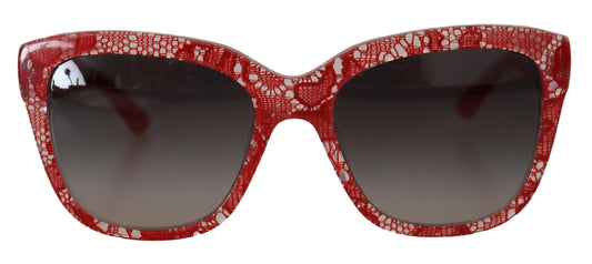 Dolce & Gabbana Chic Red Lace-Inspired Designer Sunglasses