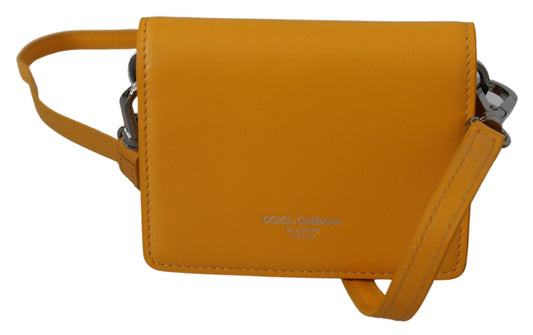 Dolce & Gabbana Sunny Yellow Leather Bifold Wallet with Strap